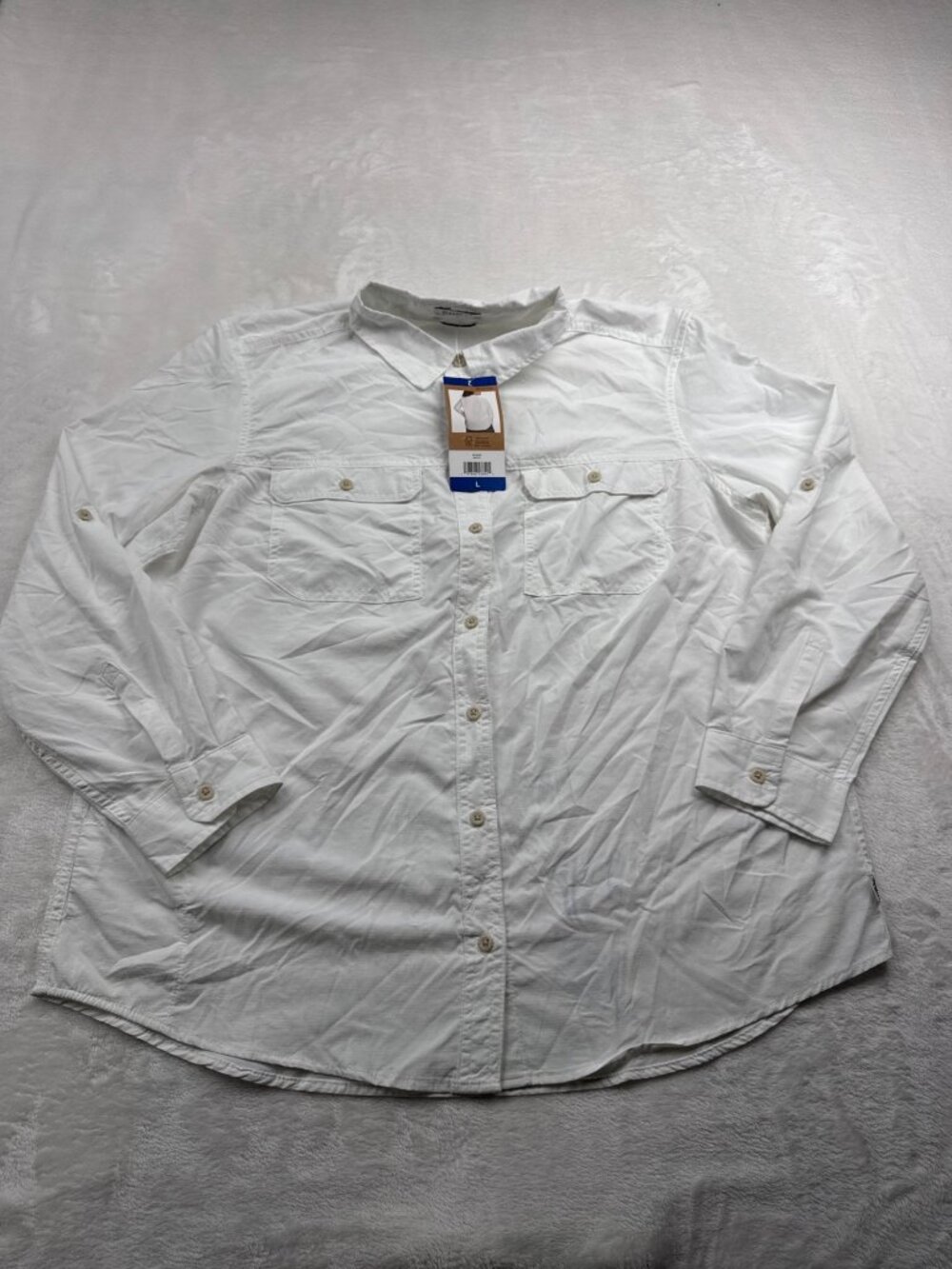 Eddie Bauer Womens Mountain Ripstop Long Sleeve Button-Up Shirt White L